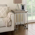 End Table with Rectangular Tabletop and Metal Legs Silver and Brown
