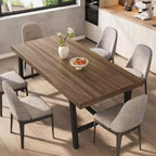 Industrial Dining Table for 6-8 People, 70.87 in Long Wooden Kitchen Table with Sturdy Metal Frame & Rustic Brown Finish (Black, 70.87 in Long)