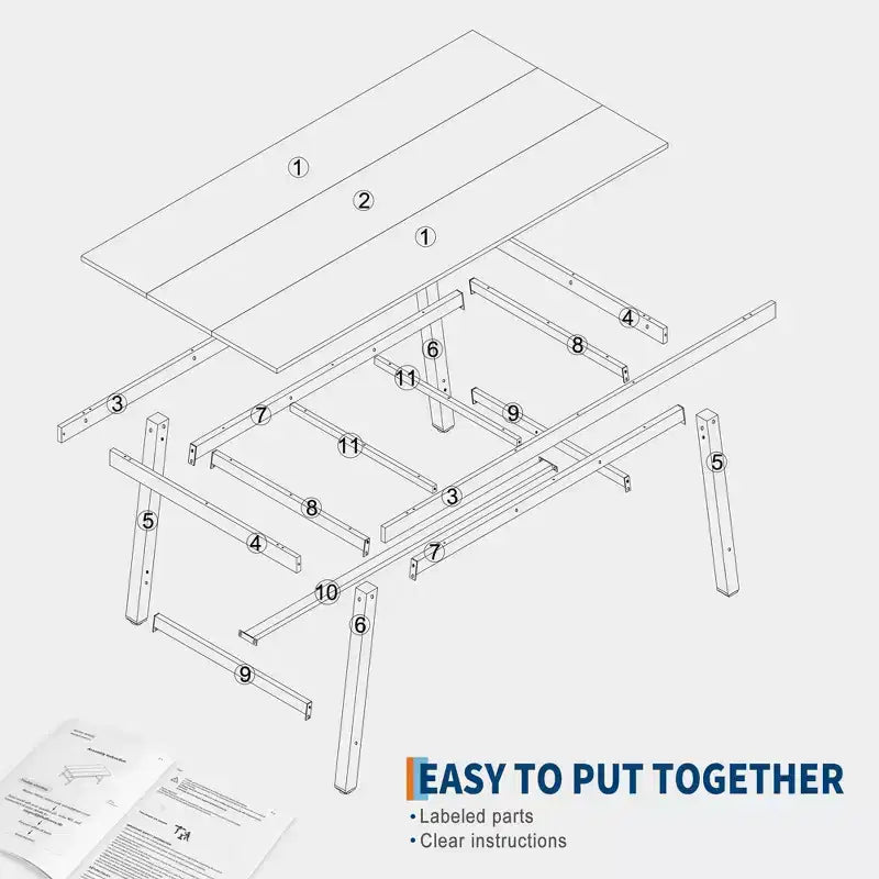 Industrial Dining Table for 6-8 People, 70.87 in Long Wooden Kitchen Table with Sturdy Metal Frame & Rustic Brown Finish (Black, 70.87 in Long)