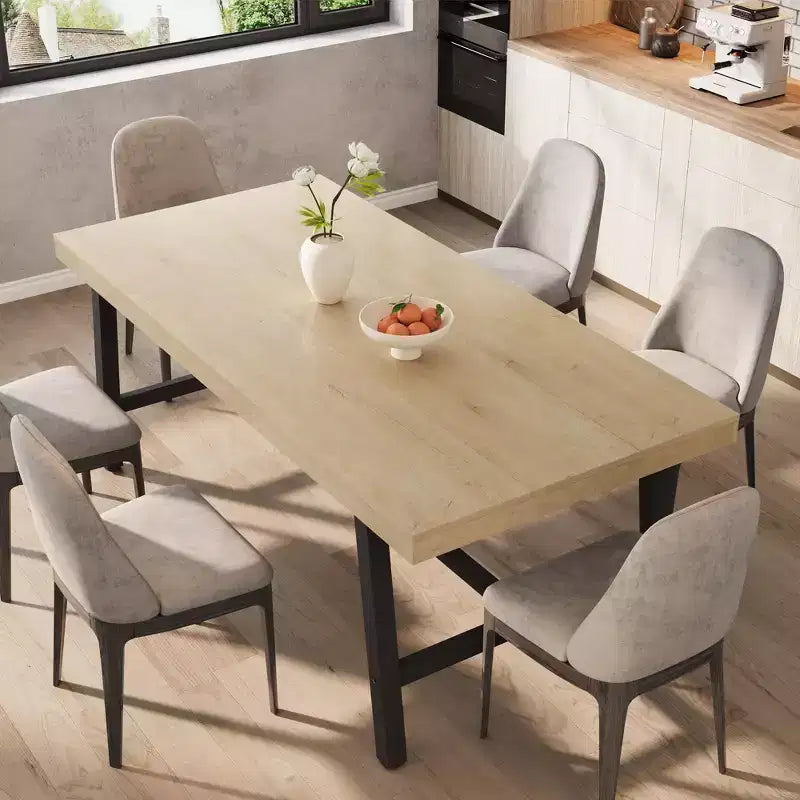 Industrial Dining Table for 6-8 People, 70.87 in Long Wooden Kitchen Table with Sturdy Metal Frame & Rustic Brown Finish (Black, 70.87 in Long)