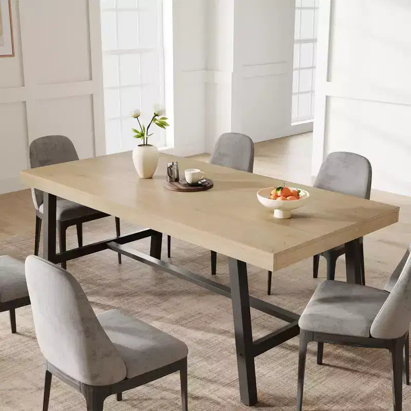 Industrial Dining Table for 6-8 People, 70.87 in Long Wooden Kitchen Table with Sturdy Metal Frame & Rustic Brown Finish (Black, 70.87 in Long)
