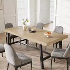 Industrial Dining Table for 6-8 People, 70.87 in Long Wooden Kitchen Table with Sturdy Metal Frame & Rustic Brown Finish (Black, 70.87 in Long)