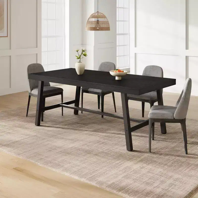 Industrial Dining Table for 6-8 People, 70.87 in Long Wooden Kitchen Table with Sturdy Metal Frame & Rustic Brown Finish (Black, 70.87 in Long)