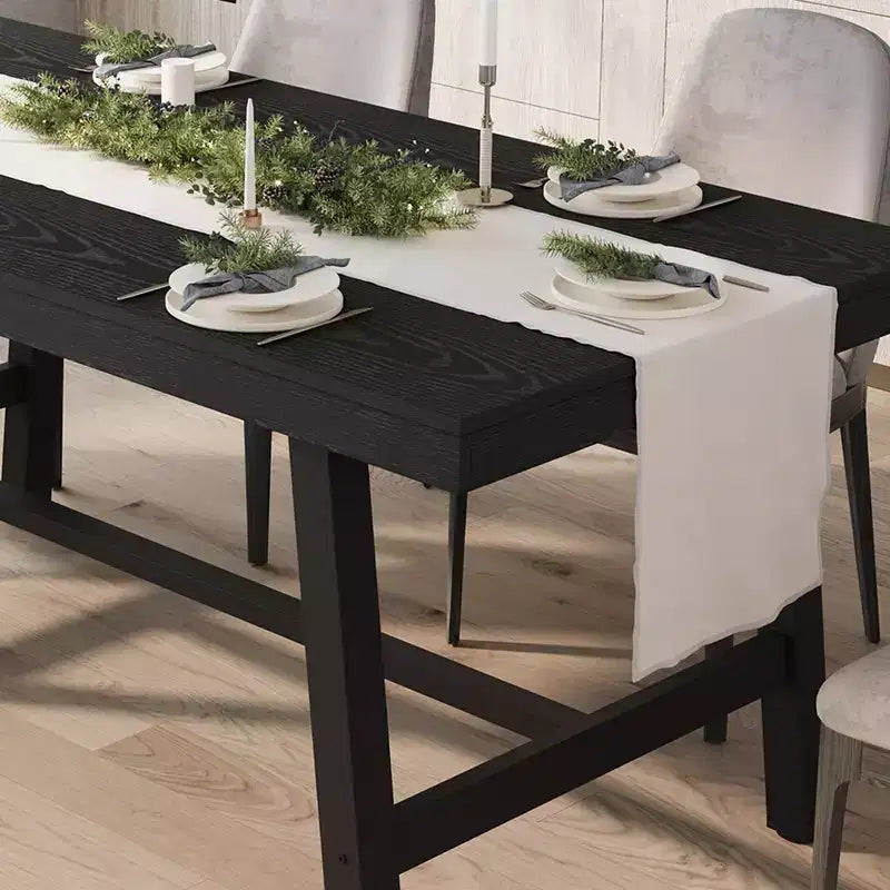 Industrial Dining Table for 6-8 People, 70.87 in Long Wooden Kitchen Table with Sturdy Metal Frame & Rustic Brown Finish (Black, 70.87 in Long)