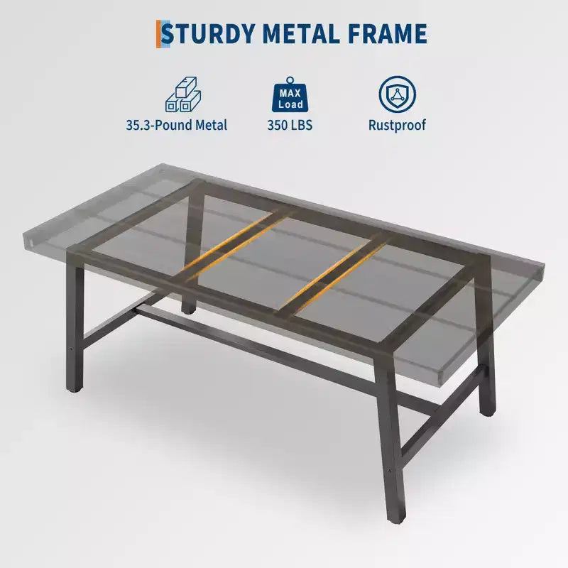 Industrial Dining Table for 6-8 People, 70.87 in Long Wooden Kitchen Table with Sturdy Metal Frame & Rustic Brown Finish (Black, 70.87 in Long)