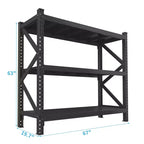 Scaffalatura in Acciaio a 3 Ripiani Resistente da 160 cm con Portata di 3855 kg, Ripiani Regolabili