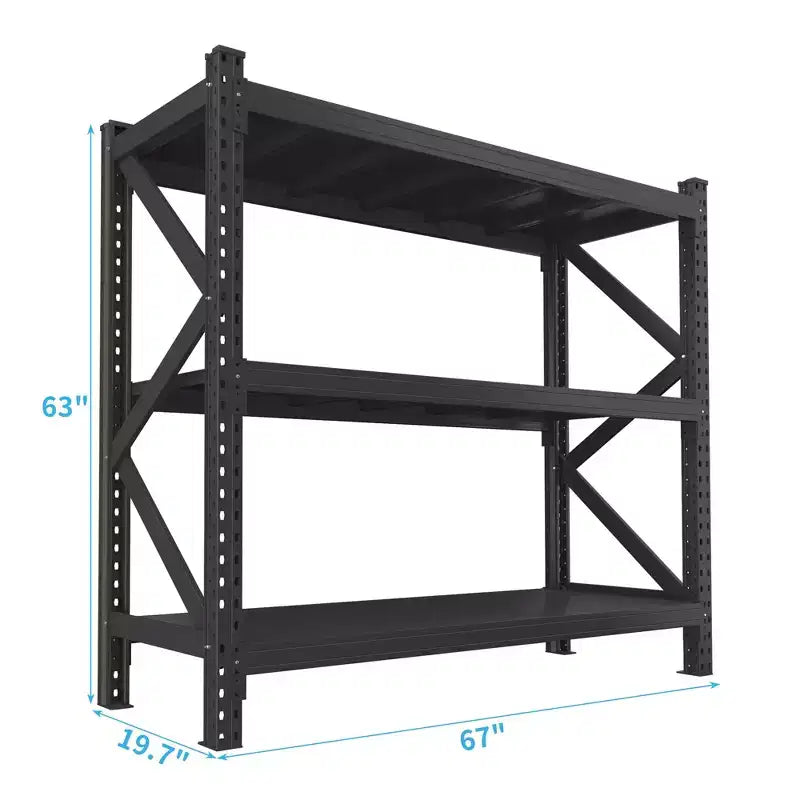 Scaffalatura in Acciaio a 3 Ripiani Resistente da 160 cm con Portata di 3855 kg, Ripiani Regolabili