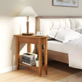 2-Tier End Table Irregular Narrow Sofa Side Nightstand with Storage Shelf Walnut