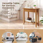 2-Tier End Table Irregular Narrow Sofa Side Nightstand with Storage Shelf Walnut
