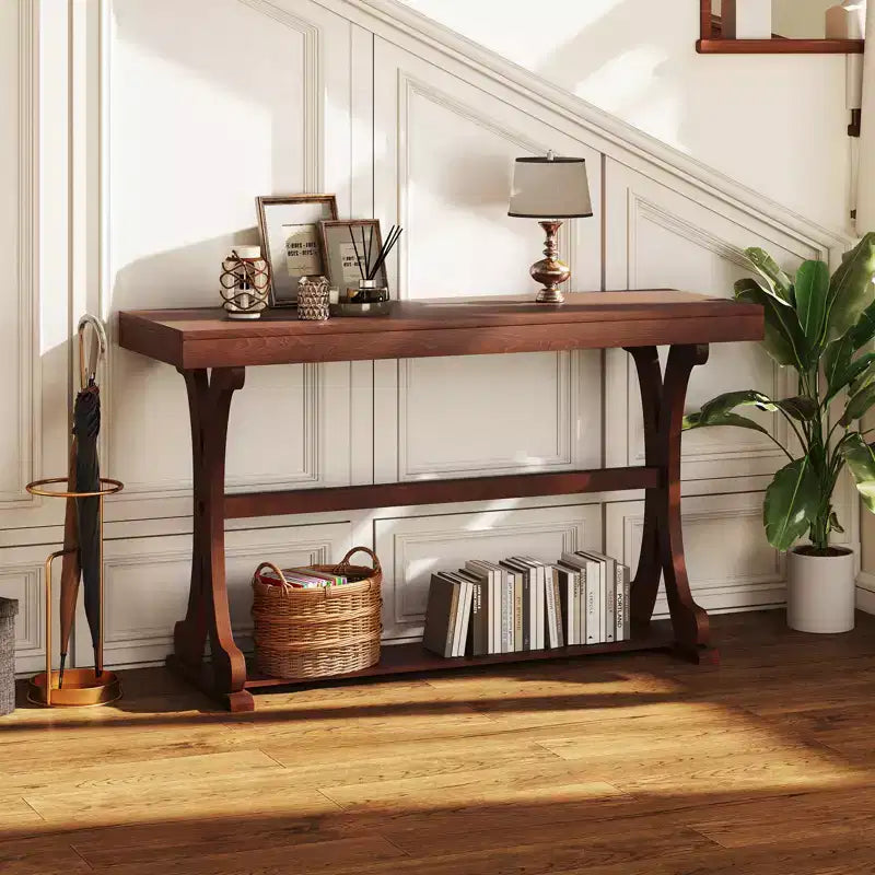 Tavolino Stretto Consolle Vintage Tavolo da Divano con Ripiano Aperto