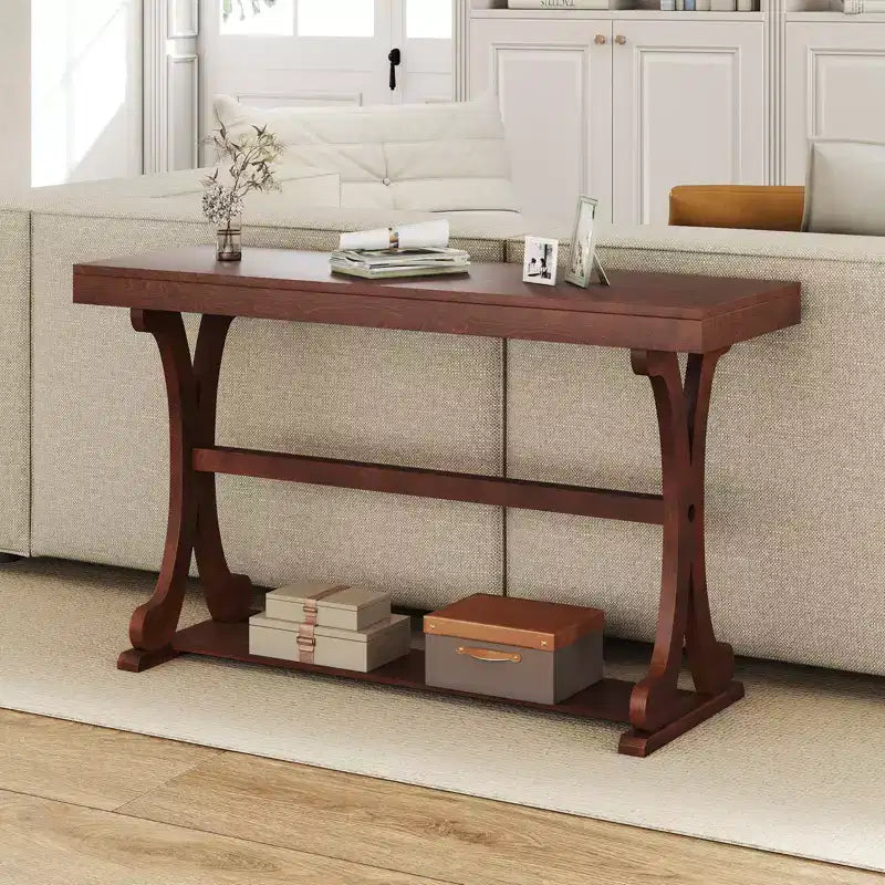 Tavolino Stretto Consolle Vintage Tavolo da Divano con Ripiano Aperto