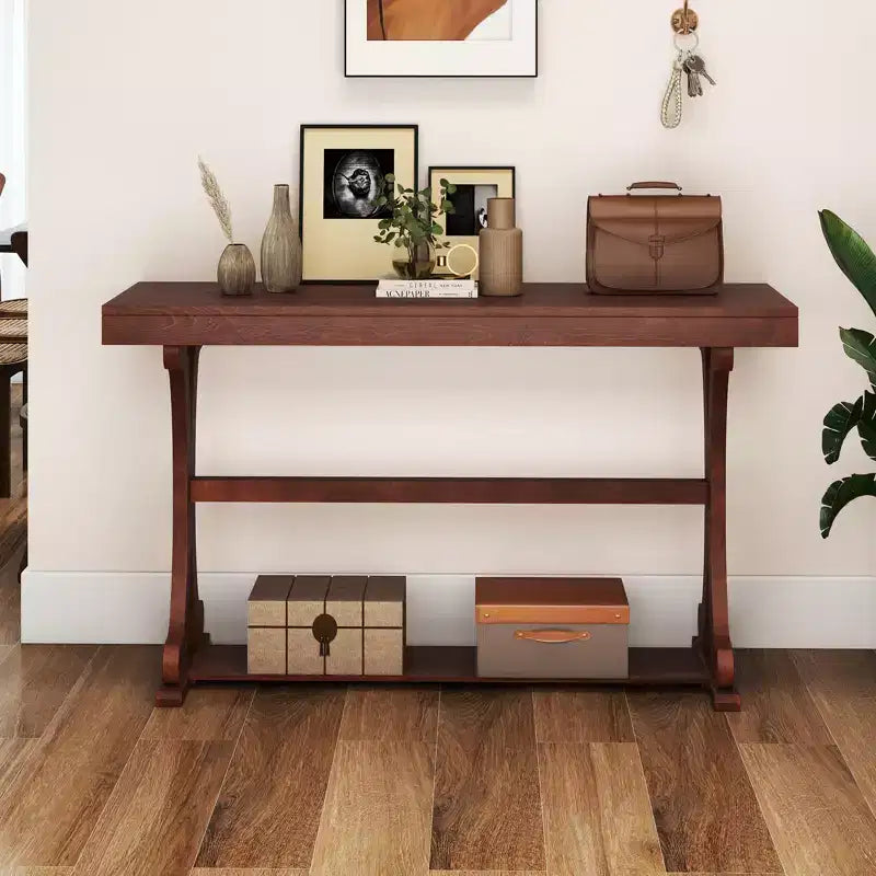 Tavolino Stretto Consolle Vintage Tavolo da Divano con Ripiano Aperto