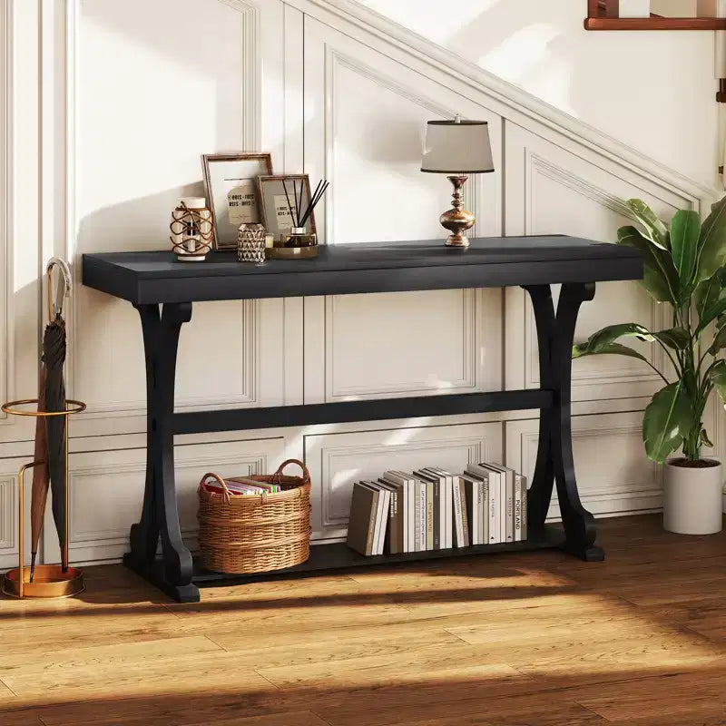 Tavolino Stretto Consolle Vintage Tavolo da Divano con Ripiano Aperto