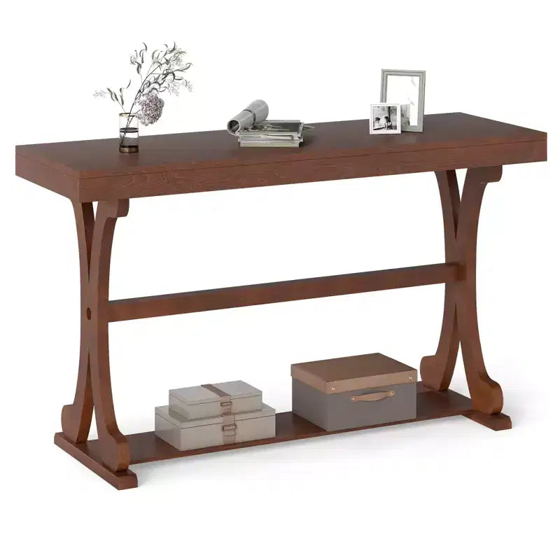 Tavolino Stretto Consolle Vintage Tavolo da Divano con Ripiano Aperto