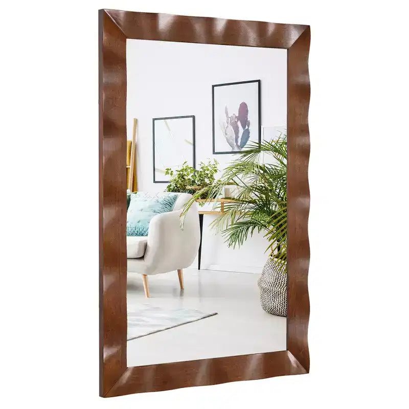 Specchio da parete rustico 42 x 28 da fattoria con cornice in legno massello di Hevea