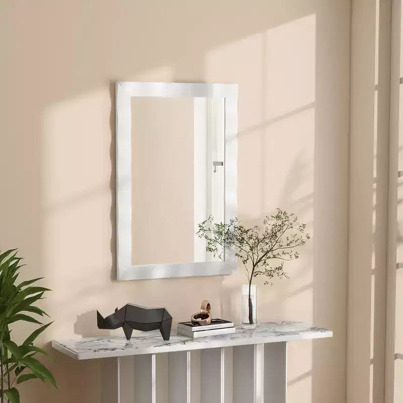 Specchio da parete rustico 42 x 28 da fattoria con cornice in legno massello di Hevea
