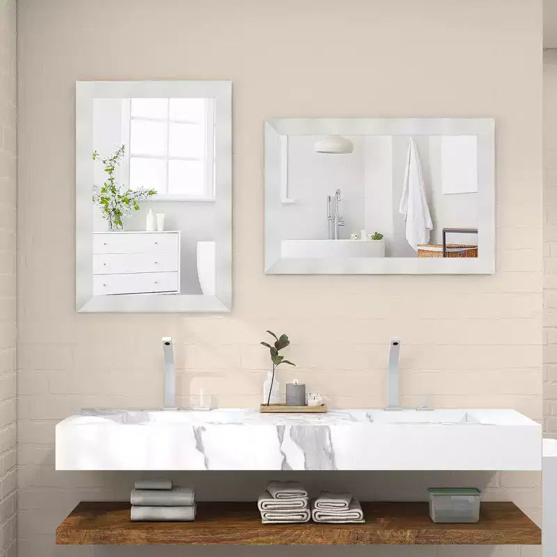 Specchio da parete rustico 42 x 28 da fattoria con cornice in legno massello di Hevea