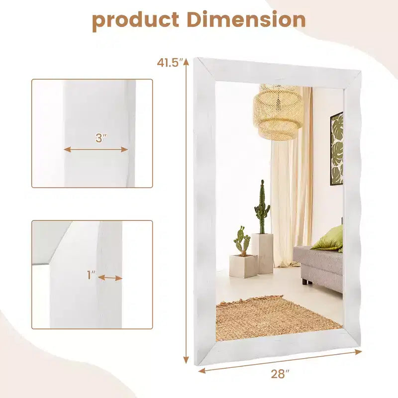 Specchio da parete rustico 42 x 28 da fattoria con cornice in legno massello di Hevea