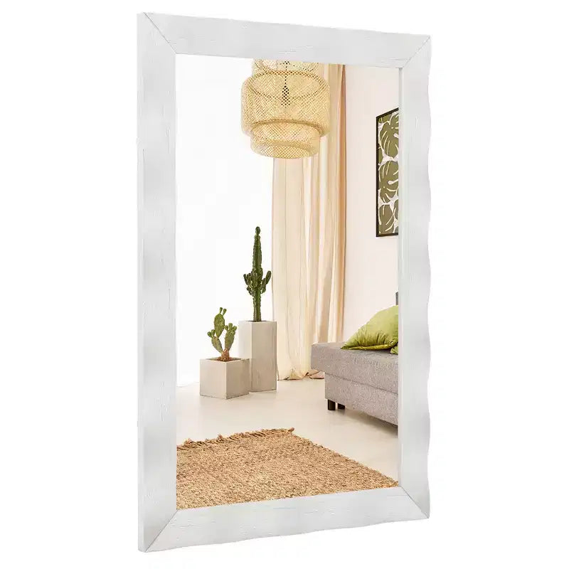 Specchio da parete rustico 42 x 28 da fattoria con cornice in legno massello di Hevea
