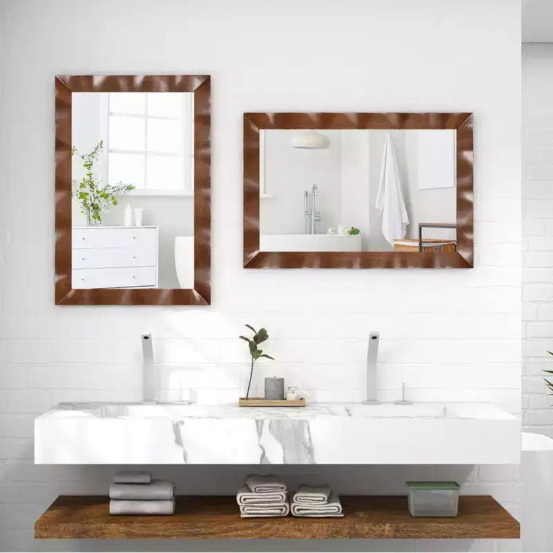 Specchio da parete rustico 42 x 28 da fattoria con cornice in legno massello di Hevea