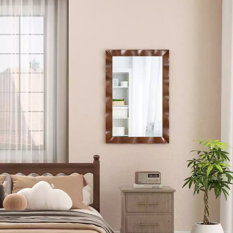 Specchio da parete rustico 42 x 28 da fattoria con cornice in legno massello di Hevea