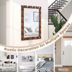 Specchio da parete rustico 42 x 28 da fattoria con cornice in legno massello di Hevea