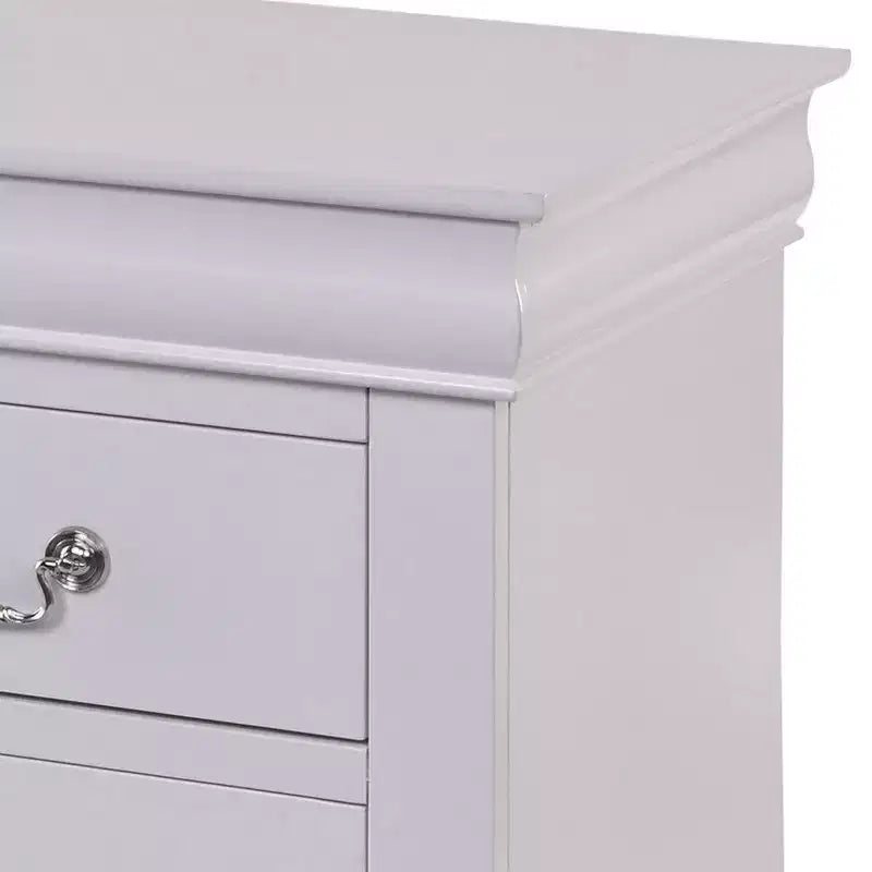 24 Inch Modern Classic Nightstand 2 Drawers Drop Handles Wood White