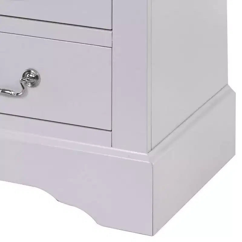 24 Inch Modern Classic Nightstand 2 Drawers Drop Handles Wood White
