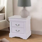 24 Inch Modern Classic Nightstand 2 Drawers Drop Handles Wood White
