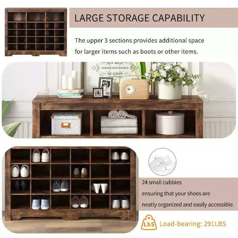 Elegante scarpiera a 24 scomparti Console Scarpiera moderna con base curva Versatile madia nera