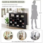 Elegante scarpiera a 24 scomparti Console Scarpiera moderna con base curva Versatile madia nera