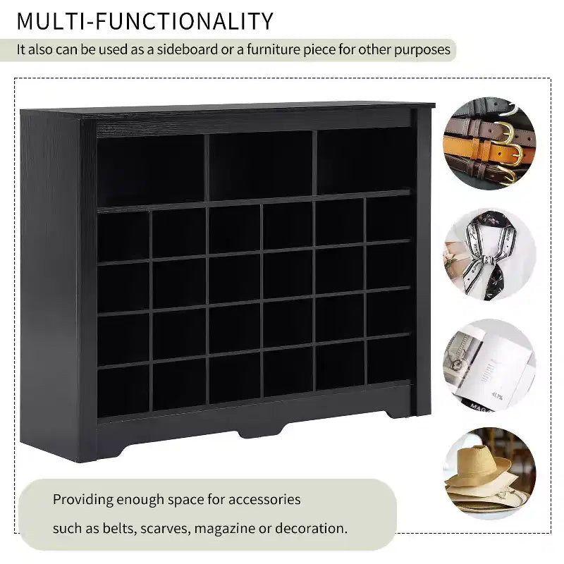 Elegante scarpiera a 24 scomparti Console Scarpiera moderna con base curva Versatile madia nera