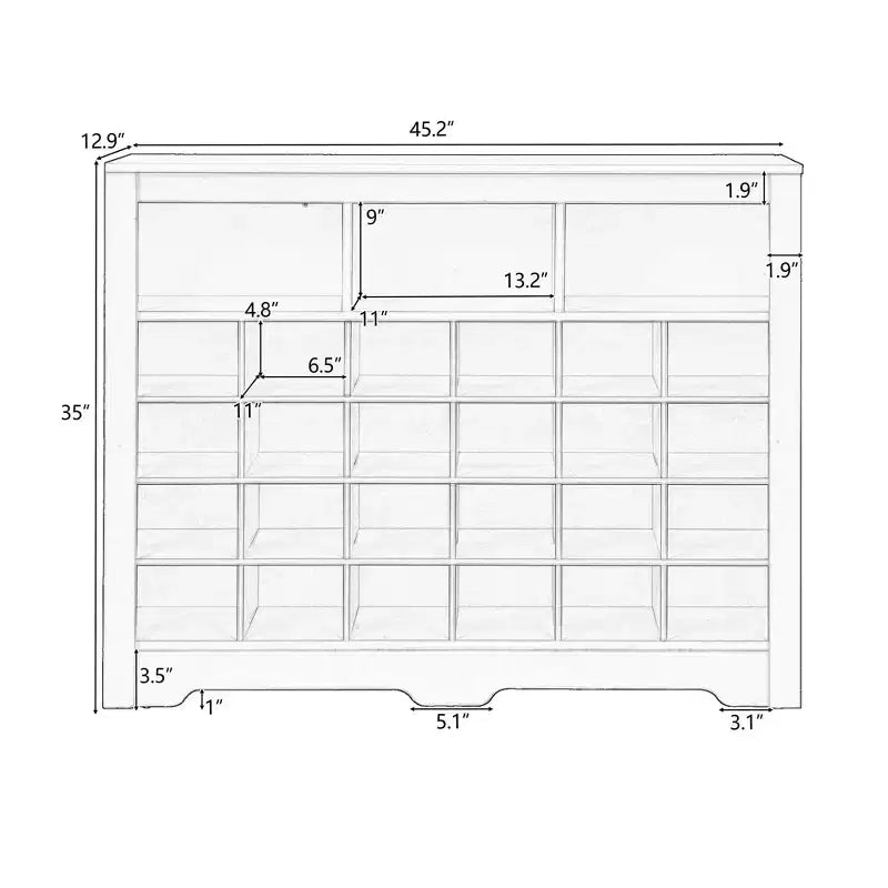 Elegante scarpiera a 24 scomparti Console Scarpiera moderna con base curva Versatile madia nera