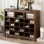 Elegante scarpiera a 24 scomparti Console Scarpiera moderna con base curva Versatile madia nera