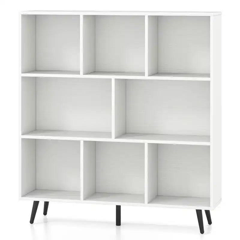 Libreria a 8 cubi a 3 ripiani, organizer moderno con 5 gambe in metallo