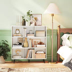 Libreria a 8 cubi a 3 ripiani, organizer moderno con 5 gambe in metallo