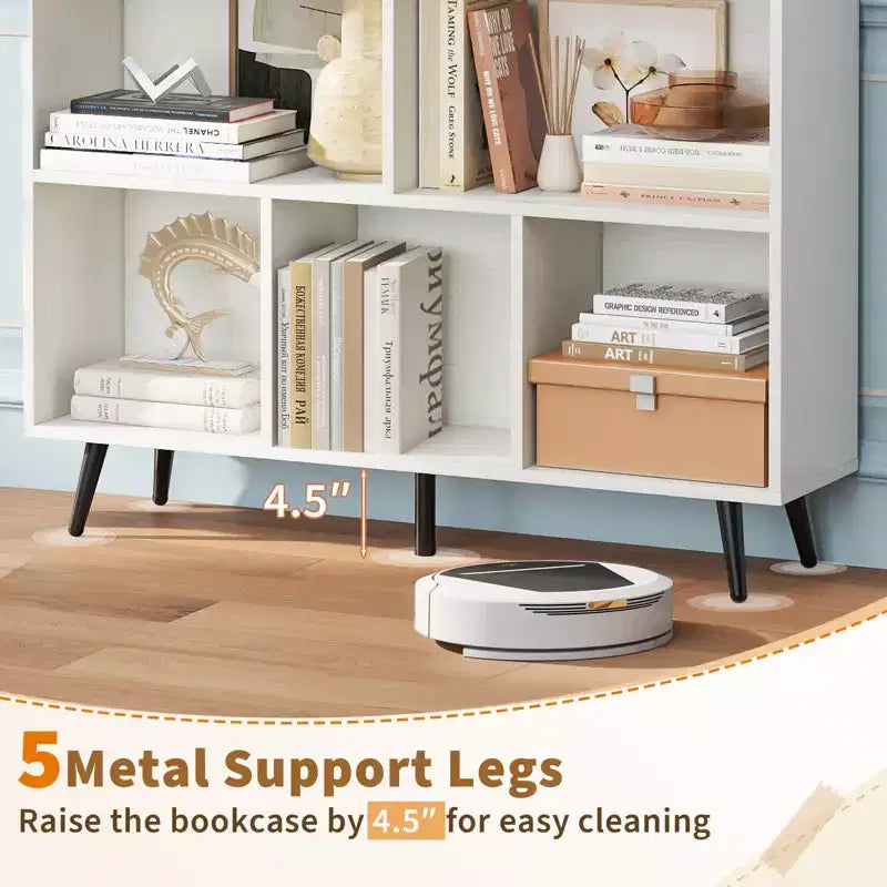 Libreria a 8 cubi a 3 ripiani, organizer moderno con 5 gambe in metallo
