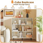Libreria a 8 cubi a 3 ripiani, organizer moderno con 5 gambe in metallo
