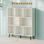 Libreria a 8 cubi a 3 ripiani, organizer moderno con 5 gambe in metallo