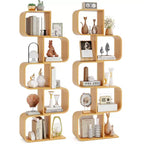 Costway 2PCS 5-Tier S-Shaped Bookcase w/ 5 Open Cubes Geometric Corner Display Shelf