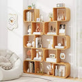5-Tier S-Shaped Bookcase with 5 Open Cubes Geometric Corner Display Shelf (2-Piece)