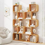 5-Tier S-Shaped Bookcase with 5 Open Cubes Geometric Corner Display Shelf (2-Piece)