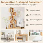 5-Tier S-Shaped Bookcase with 5 Open Cubes Geometric Corner Display Shelf (2-Piece)