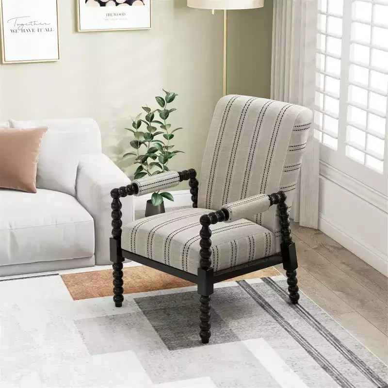 Accent Chair Upholstered Armchair with Rubber Wood Frame Ergonomic Backrest