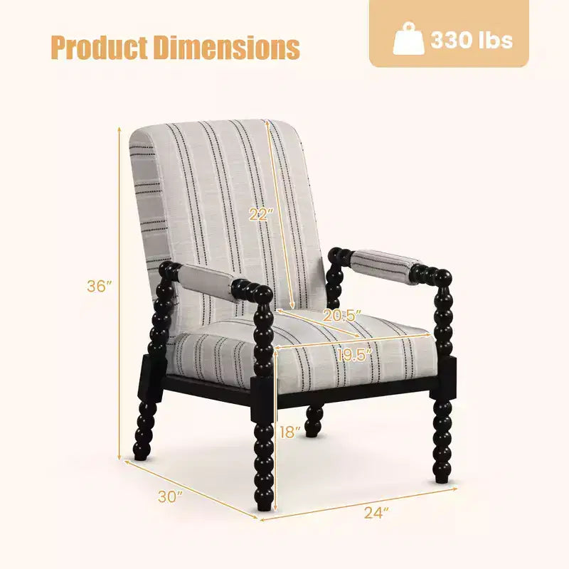 Accent Chair Upholstered Armchair with Rubber Wood Frame Ergonomic Backrest