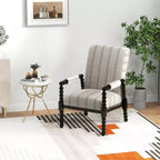 Accent Chair Upholstered Armchair with Rubber Wood Frame Ergonomic Backrest