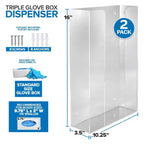Dispenser per fazzoletti/guanti da parete in acrilico (2 pezzi)