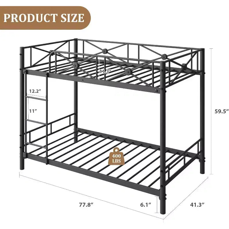 Letto a castello in metallo a due piazze, letti a castello industriali resistenti con sponde di sicurezza e design salvaspazio, letto in acciaio per scuola, camera da letto