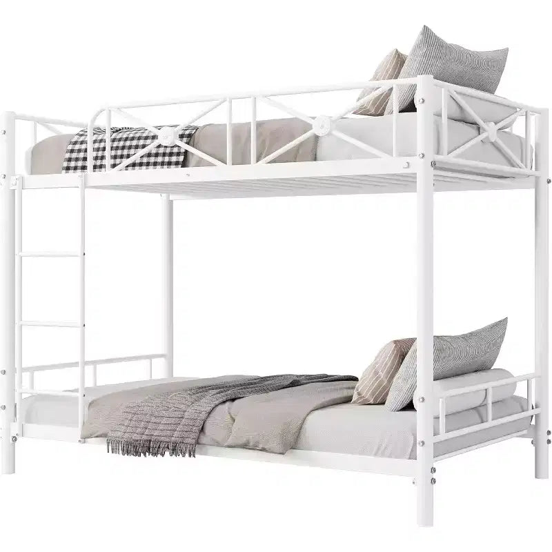 Letto a castello in metallo a due piazze, letti a castello industriali resistenti con sponde di sicurezza e design salvaspazio, letto in acciaio per scuola, camera da letto