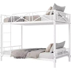 Letto a castello in metallo a due piazze, letti a castello industriali resistenti con sponde di sicurezza e design salvaspazio, letto in acciaio per scuola, camera da letto
